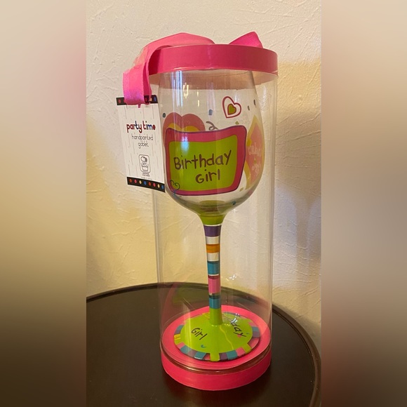 BIRTHDAY GIRL Hand Painted Goblet/Wine Glass - Picture 3 of 9